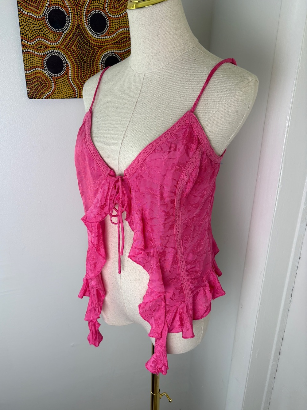 Kimchi Blue Y2K Pink Ruffle Cami Top